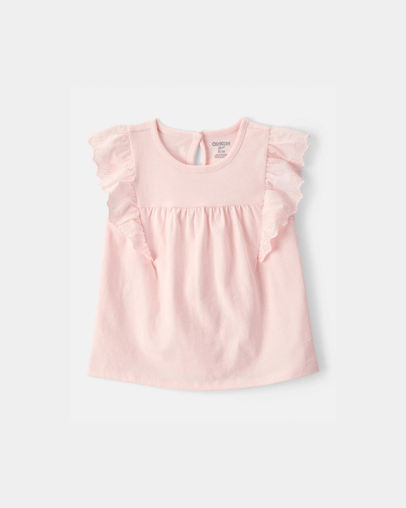 Toddler Girl Eyelet-Sleeve Top - Pink