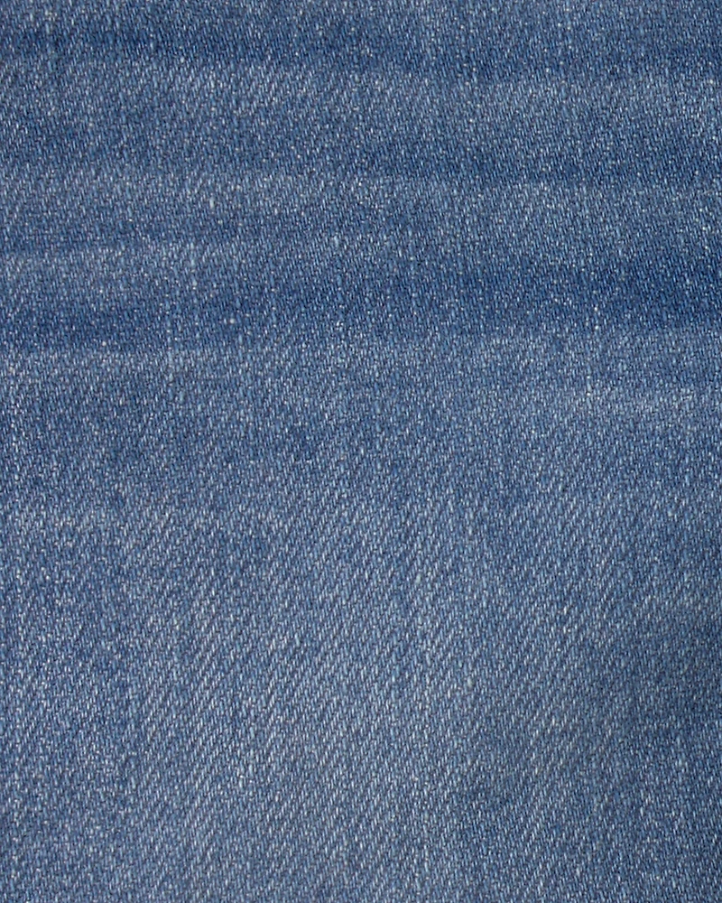 Baby Girl Eyelet Trim Denim Shorts - Dark Wash