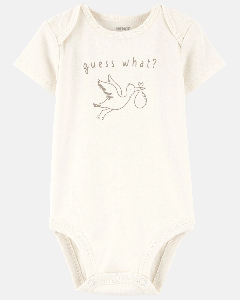 Baby Pregnancy Announcement Cotton Short-Sleeve Graphic Bodysuit - Ivory