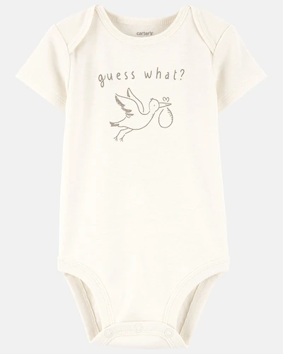 Baby Pregnancy Announcement Cotton Short-Sleeve Graphic Bodysuit - Ivory