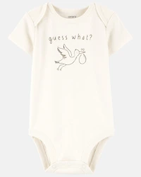 Baby Pregnancy Announcement Cotton Short-Sleeve Graphic Bodysuit - Ivory