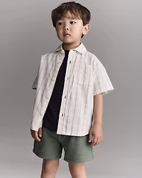 Toddler Boy Dobby Knit Button-Down Short-Sleeve Shirt - Cream