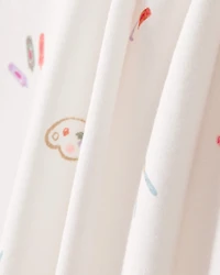 Baby Girl Painting & Coloring Print PurelySoft Long-Sleeve 2-Way Zip 1-Piece Pajamas - Ivory