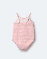 Toddler Girl Smocked One-Piece Swimsuit - Light Pink