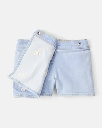 Toddler Girl Embroidered Denim Skort - Blue