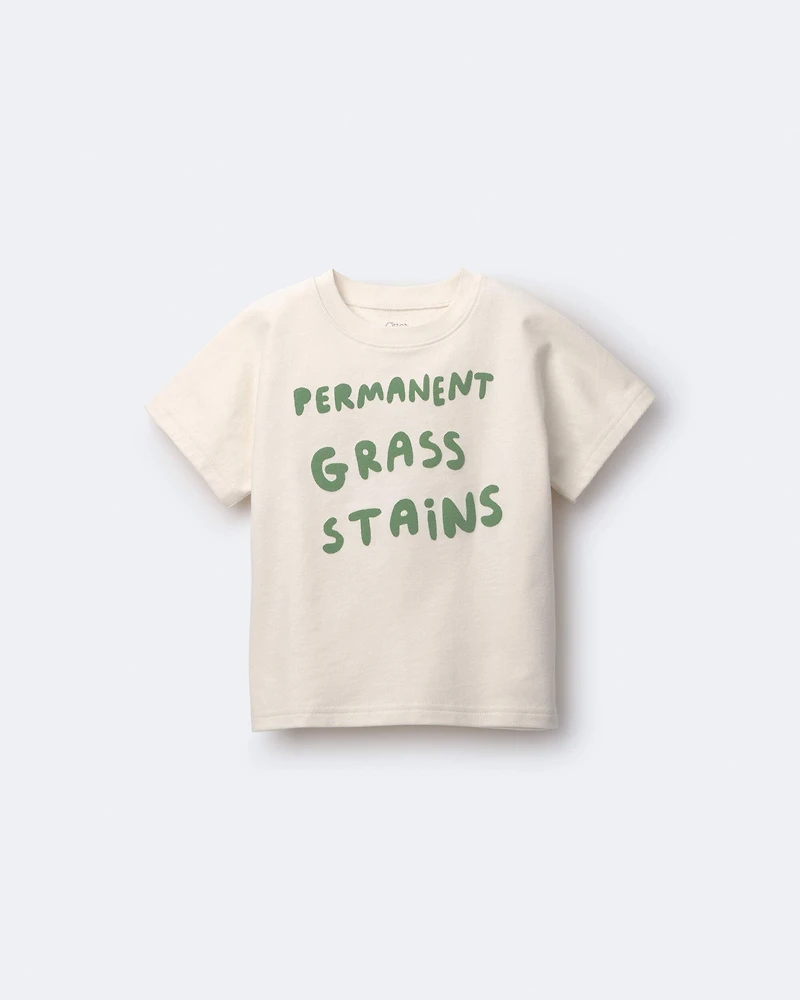 Toddler 'Permanent Grass Stains' Dolman Tee - Cream