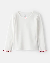 Toddler Girl Ruffle Long-Sleeve Top - White