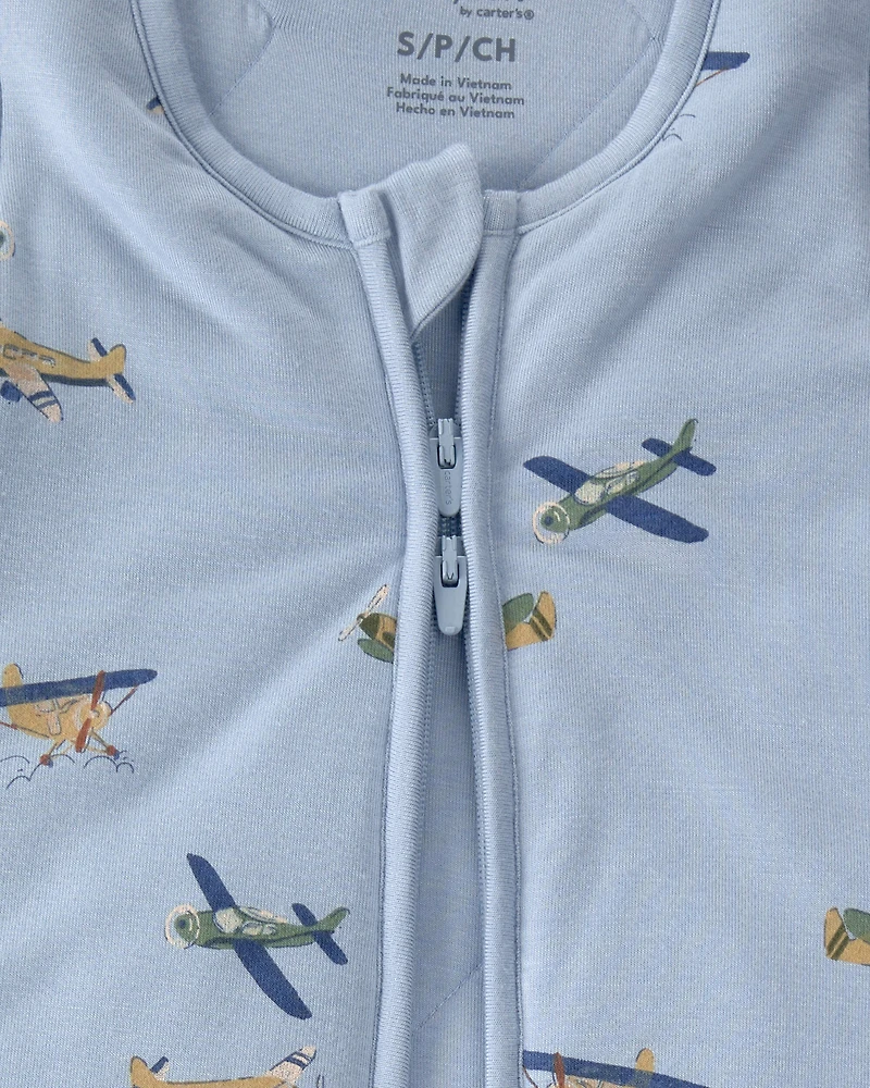 Baby Boy Plane 2-Way Zip PurelySoft Wearable Blanket - Blue