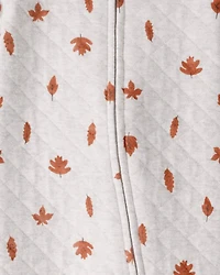 Baby Quilted Sleep & Play Pajamas Made with Organic Cotton in Leaves Print