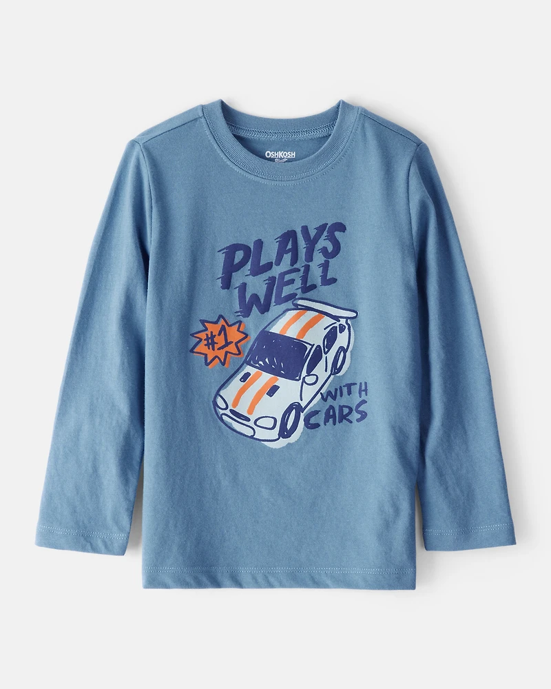 Toddler Boy Race Car Graphic Tee - Blue