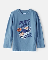 Toddler Boy Race Car Graphic Tee - Blue