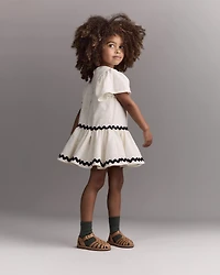 Toddler Girl Ric-Rac Short-Sleeve Dropwaist Dress - Cream