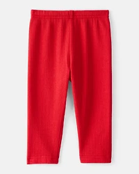 Baby Girl Pull-On Stretch Rib Leggings - Red