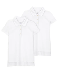 Kid 2-Pack Pique Uniform Polo Shirts - White
