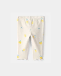 Baby Girl Lemon Rib Pants - Ivory