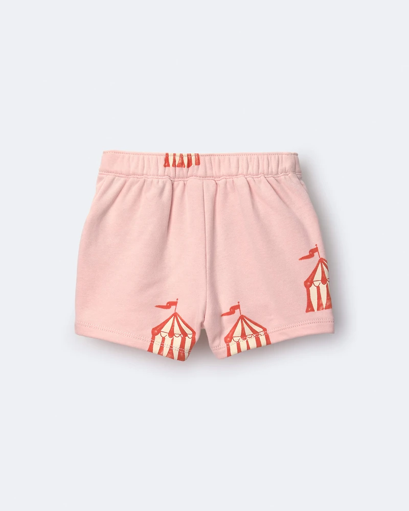 Toddler Girl Asymmetrical Skort in Big Top Print - Light Pink