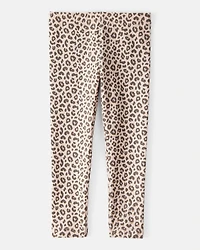 Toddler Girl Cotton Leopard Stretch Leggings - Brown