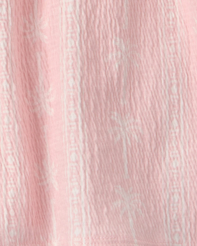 Girls Palm Tree Gauze Shorts - Pink