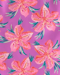 Girls Tropical Floral Rashguard Swimsuit - Purple