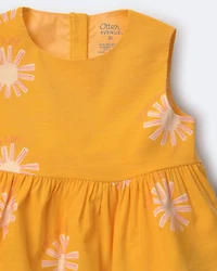 Toddler Girl Peplum Top in Sunny Life Print - Golden Yellow