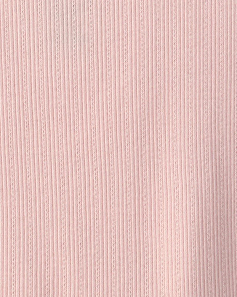 Girls Ruffle Ribbed Tank Top - Pink