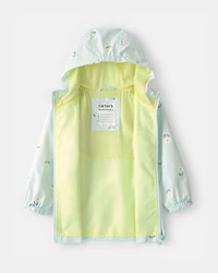 Toddler Girl Floral Raincoat - Blue