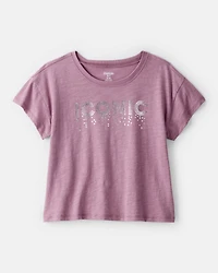 Girls Iconic Cotton Short-Sleeve Graphic Tee - Purple