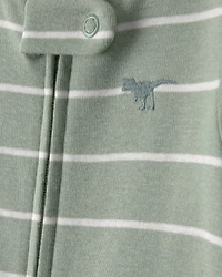 Baby 2-Pack Dinosaur Striped Snug Fit 1-Piece Pajama - Green/Cream