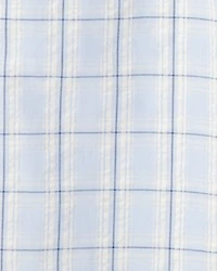 Girls Plaid Smocked Jumpsuit - Blue