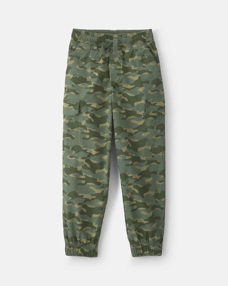 Boys Camo Cargo Joggers - Olive Green