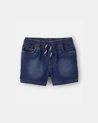 Baby Boy Denim Drawstring Shorts - Dark Wash