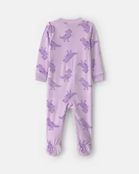 Toddler Girl 1-Piece Dino DreamPlush Snug Fit Footed Pajama - Purple