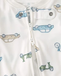 Baby Boy Car Print PurelySoft Footie 1-Piece Pajamas - Ivory