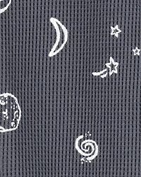 Baby Boy Space Print 2-Way Zip Waffle Knit Sleep & Play Pajamas - Grey