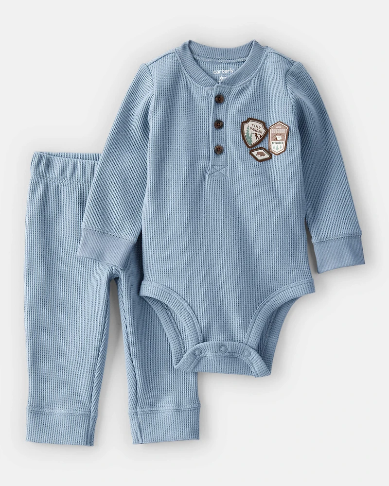 Baby Boy 2-Piece Park Ranger Thermal Bodysuit Pant Set - Blue