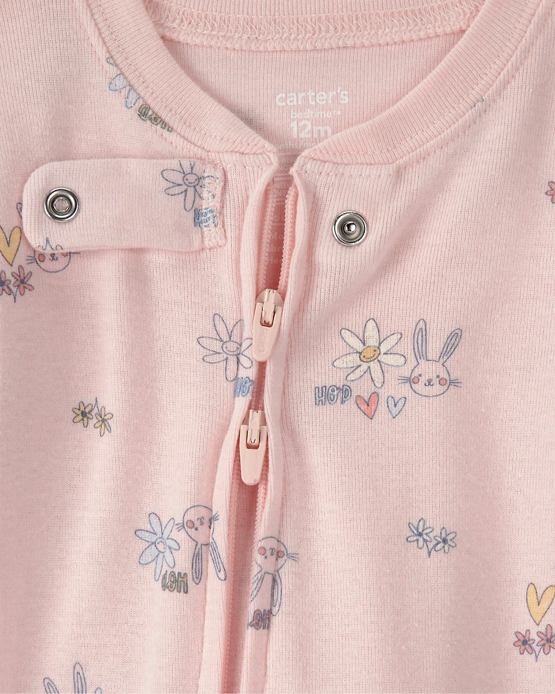 Baby Girl Easter Bunny 100% Cotton Snug Fit 1-Piece Pajama - Pink