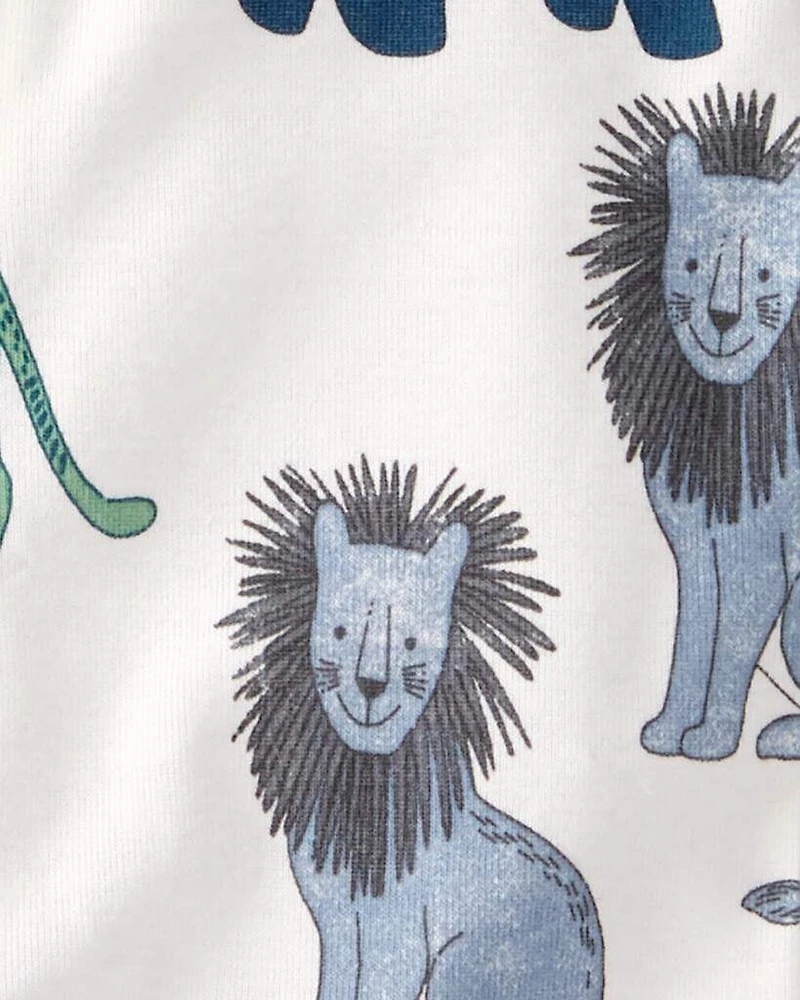 Baby Organic Cotton 1-Piece Pajamas in Wildlife Print