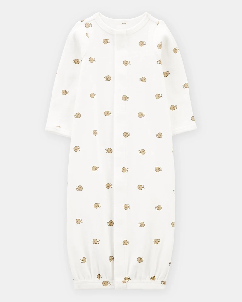 Baby Preemie Snail Cotton Sleeper Gown