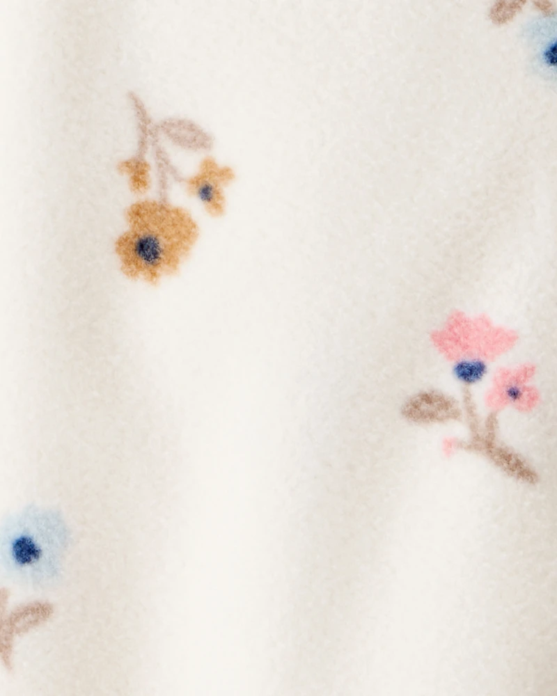 Baby Girl Floral Print Loose Fit Long-Sleeve 2-Way Zip Sleep & Play Pajamas - Cream