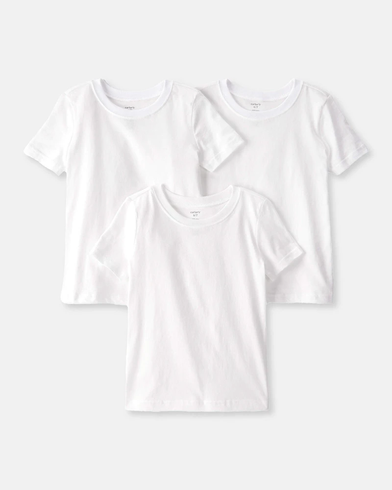 Boys 3-Pack Short-Sleeve Undershirts - White