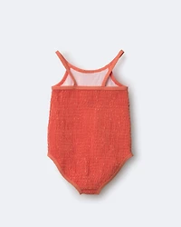 Toddler Girl Smocked One-Piece Swimsuit - Orange