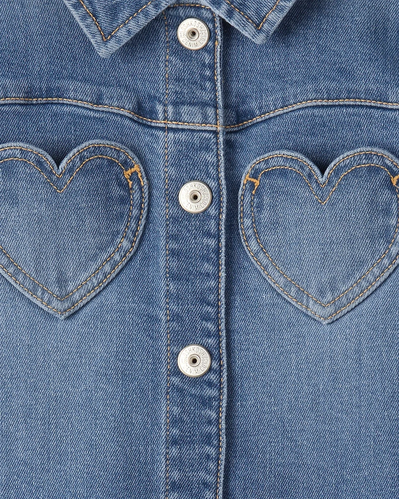 Girls Heart Denim Jacket - Blue