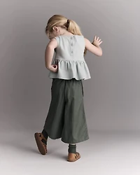 Toddler Girl Peplum Top in Floral Print - Light Blue