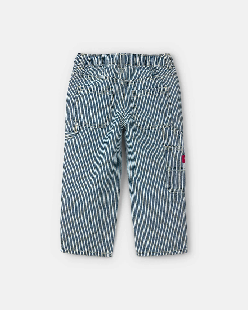 Boys Toddler Boy Hickory Stripe Denim Carpenter Jeans - Light Wash