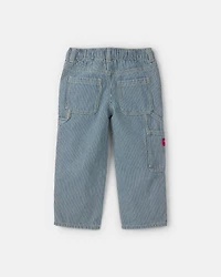 Boys Toddler Boy Hickory Stripe Denim Carpenter Jeans - Light Wash
