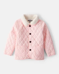 Toddler Girl Quilted Long-Sleeve Fashion Jacket - Pink