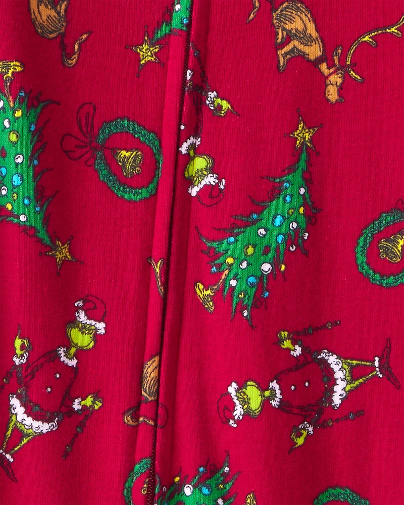 Baby Dr. Seuss™ The Grinch Print 100% Cotton Long-Sleeve Snug Fit 1-Piece Pajamas - Red