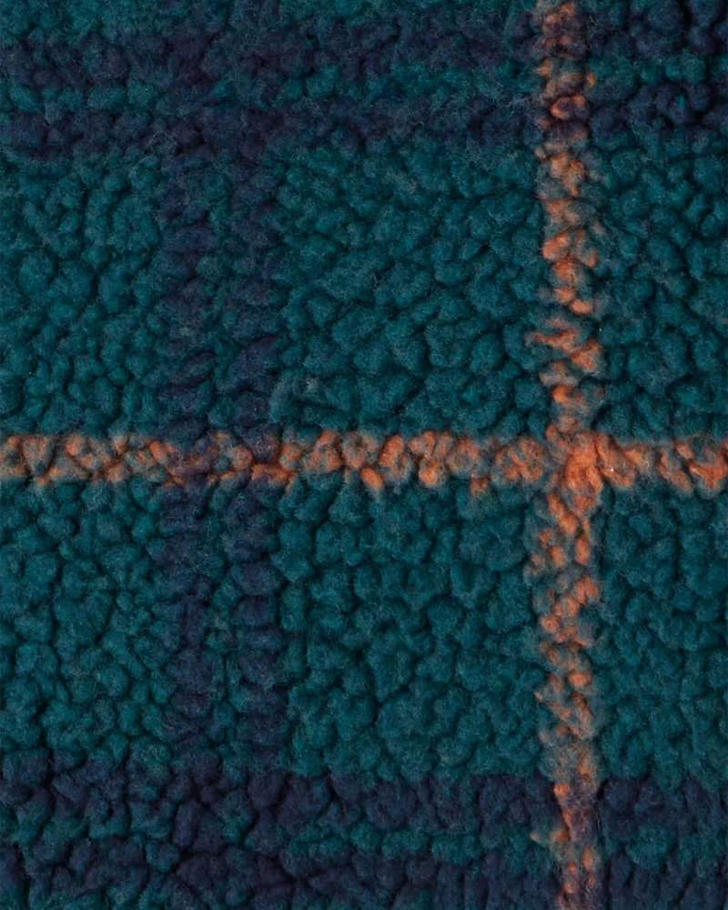 Toddler Boy Plaid Sherpa Zip-Up Jacket - Blue/Green