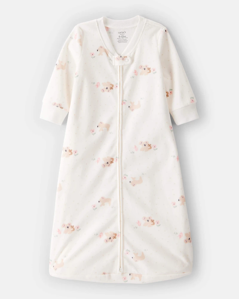 Baby Koala Print Loose Fit Long-Sleeve Wearable Blanket - White