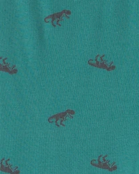 Boys 4-Piece Dinosaur 100% Cotton Snug Fit Pajama Set - Green